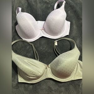 Victoria's Secret Polka Dot Bra Set - Light Purple and Light Gray